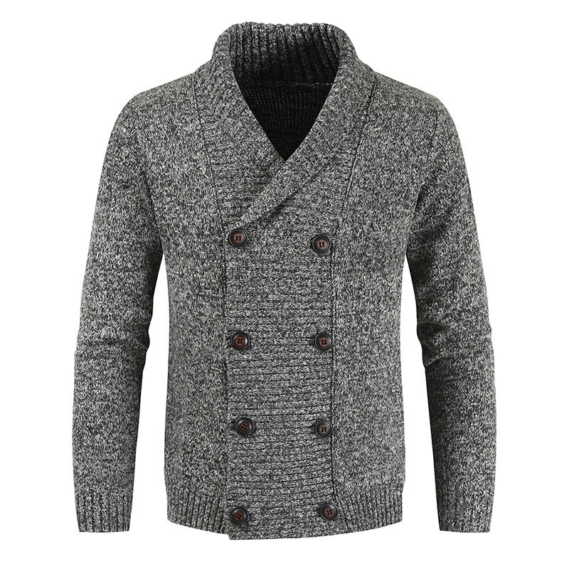 2022 Men Cardigan Sweater Autumn Male Slim Fit Warm Knitting Sweaters Casual Shawl Collar Jacket Double Breasted sweatercoat